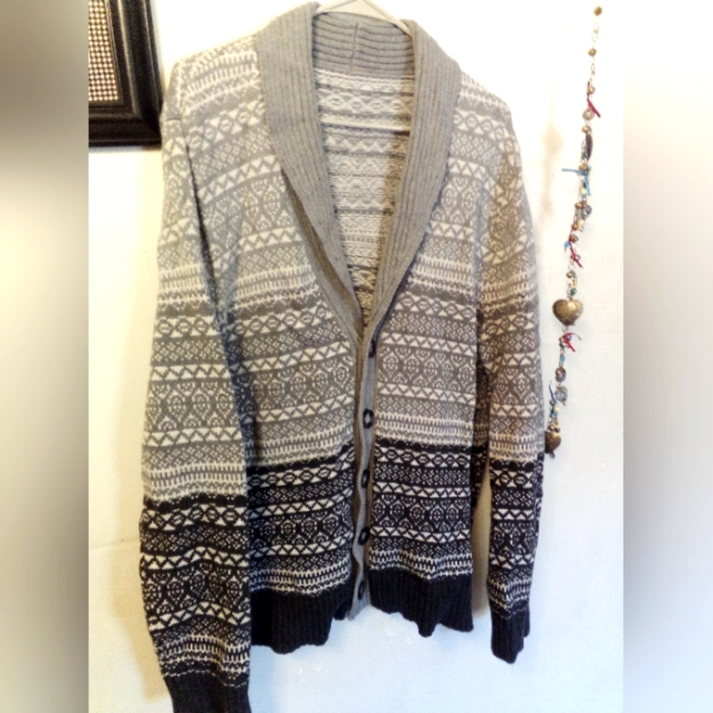 ❄️KNIT CARDIGAN SWEATER 100% COTTON OMBRE MEN'S SIZE XL UNISEX